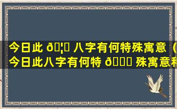 今日此 🦉 八字有何特殊寓意（今日此八字有何特 🕊 殊寓意和象征）